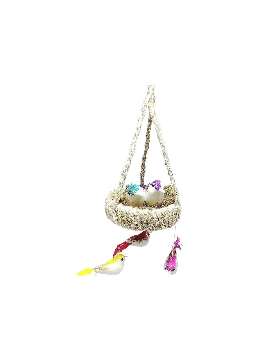 YOOKO YOOKO Pack of 1 Artificial PVC Mini 5 Birds with Hanging Nest for Home Lawn Garden Party Decoration Accessories Pack of 1  - Image 1