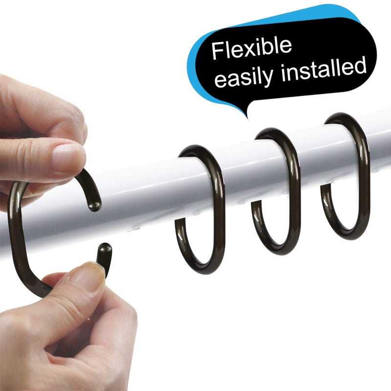 Qulable 24 pcs Shower Curtain Rings Plastic Shower Curtain Hooks C-Shaped Rings Hook Hanger Bath Drape Loop Clip Glide Bathroom Shower Window Rod (Bronze) - Image 4