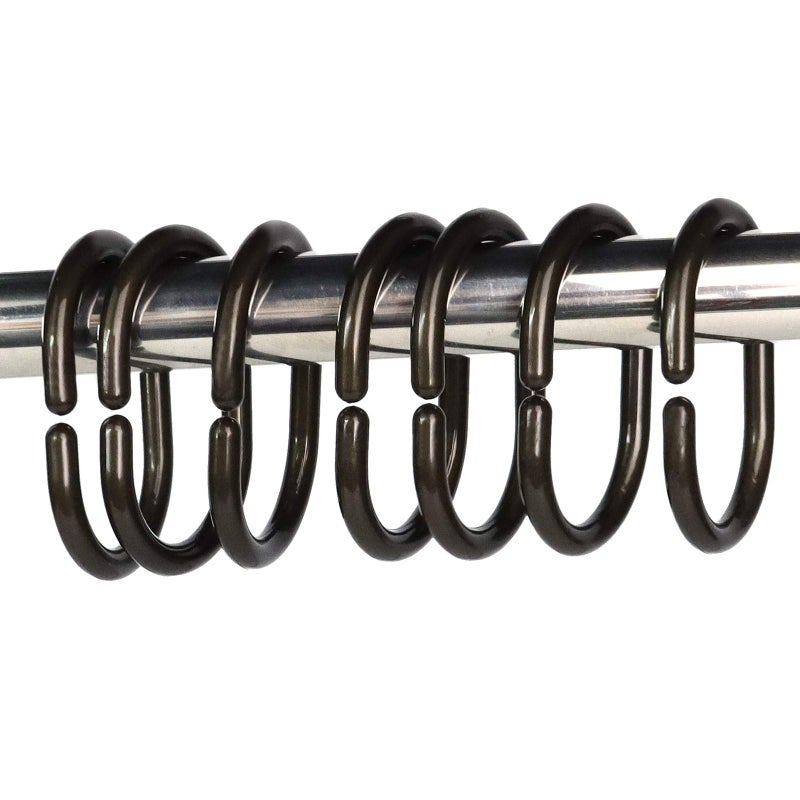Qulable 24 pcs Shower Curtain Rings Plastic Shower Curtain Hooks C-Shaped Rings Hook Hanger Bath Drape Loop Clip Glide Bathroom Shower Window Rod (Bronze) - Image 1
