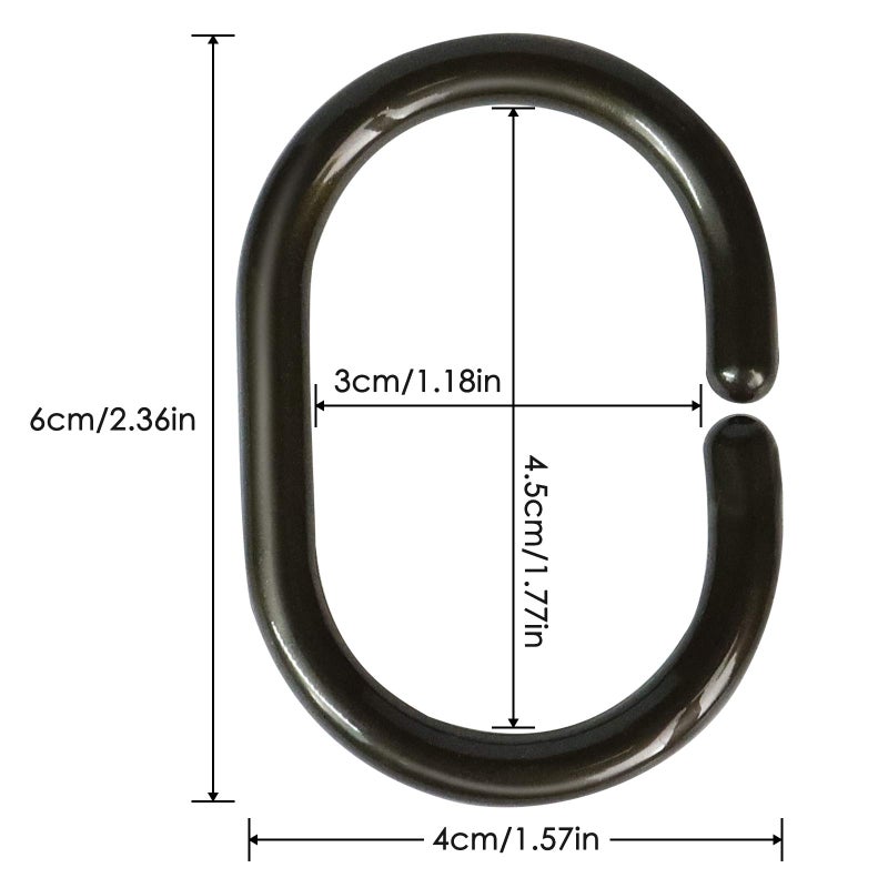 Qulable 24 pcs Shower Curtain Rings Plastic Shower Curtain Hooks C-Shaped Rings Hook Hanger Bath Drape Loop Clip Glide Bathroom Shower Window Rod (Bronze) - Image 2