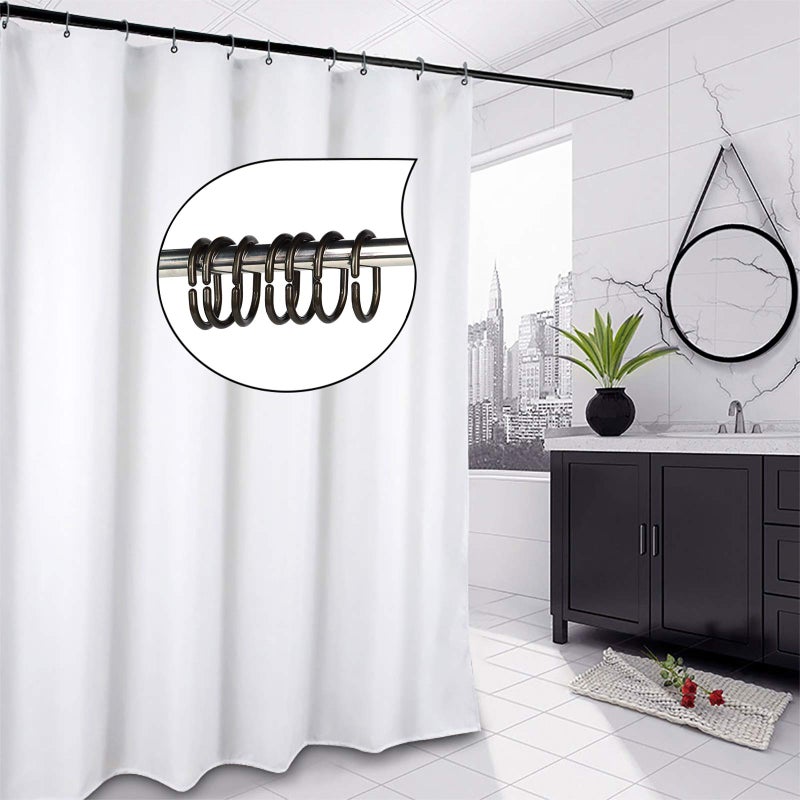 Qulable 24 pcs Shower Curtain Rings Plastic Shower Curtain Hooks C-Shaped Rings Hook Hanger Bath Drape Loop Clip Glide Bathroom Shower Window Rod (Bronze) - Image 5