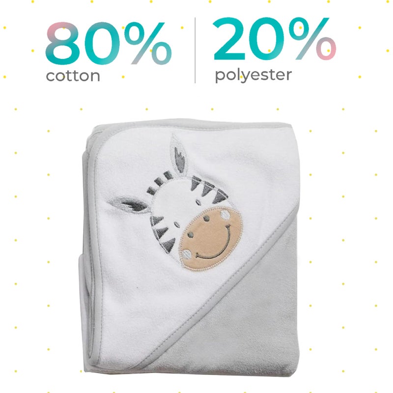 Spasilk 23-Piece Soft Terry Hooded Bath Towel and Washcloth Gift Set, 3 Baby Towels and 20 Baby Washcloths for Unisex Newborn Bath Essentials, Ideal, White Zebra - Image 3