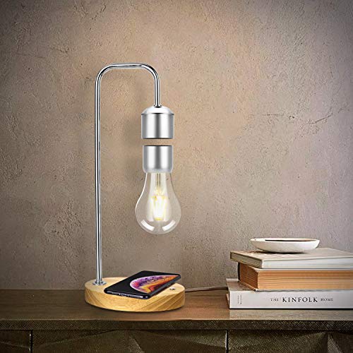 VGAzer Magnetic Levitating Floating LED Light Bulb with Wireless Charger Levitating Lamp (‎Silver) - Image 3