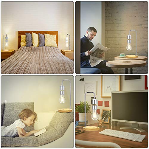 VGAzer Magnetic Levitating Floating LED Light Bulb with Wireless Charger Levitating Lamp (‎Silver) - Image 4