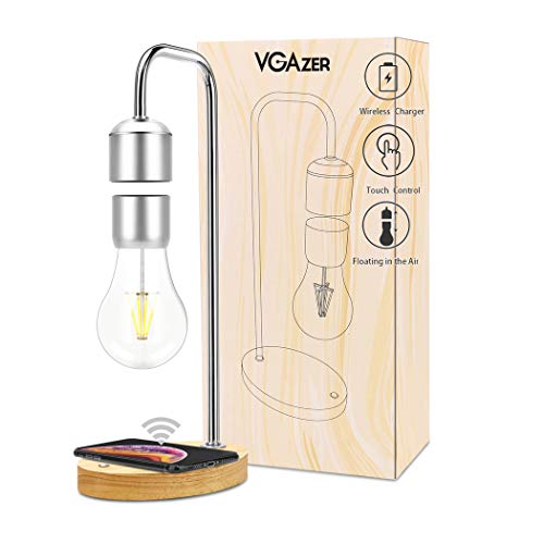 VGAzer Magnetic Levitating Floating LED Light Bulb with Wireless Charger Levitating Lamp (‎Silver) - Image 1