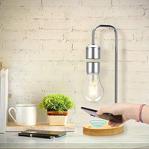 VGAzer Magnetic Levitating Floating LED Light Bulb with Wireless Charger Levitating Lamp (‎Silver) - Image 5