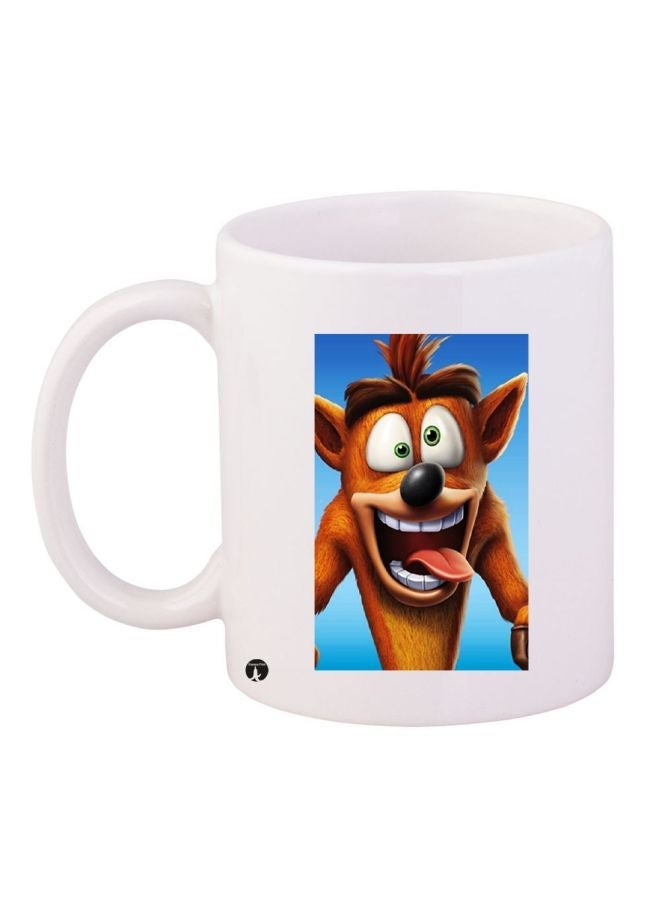 RYN Cartoon Printed Coffee Mug White/Blue/Brown 11ounce