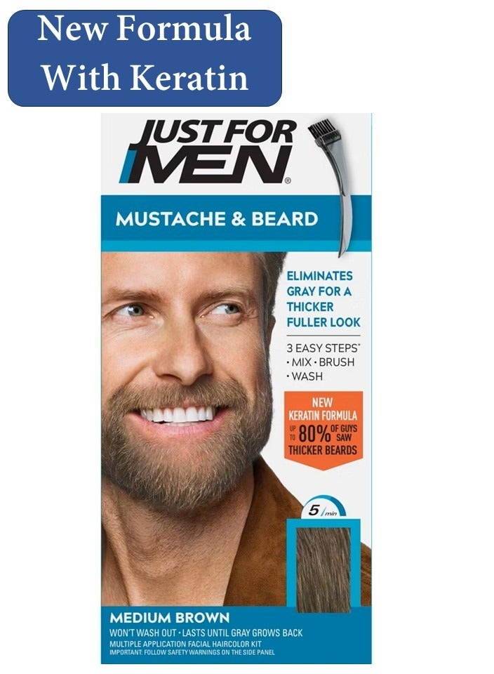 Just For Men Mustache & Beard, Beard Coloring for Gray Hair, Medium Brown M.35 - Image 1