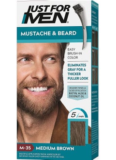 Just For Men Mustache & Beard, Beard Coloring for Gray Hair, Medium Brown M.35  - Image 2