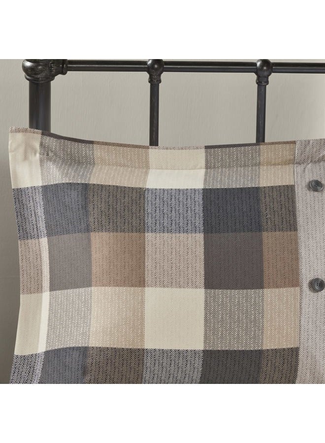 madison park Ridge Comforter Set-Cabin Lodge Plaid Herringbone Design All Season Down Alternative Cozy Bedding with Matching Bedskirt, Shams, Decorative Pillow, 104x92, Netural 7 Piece - Image 5