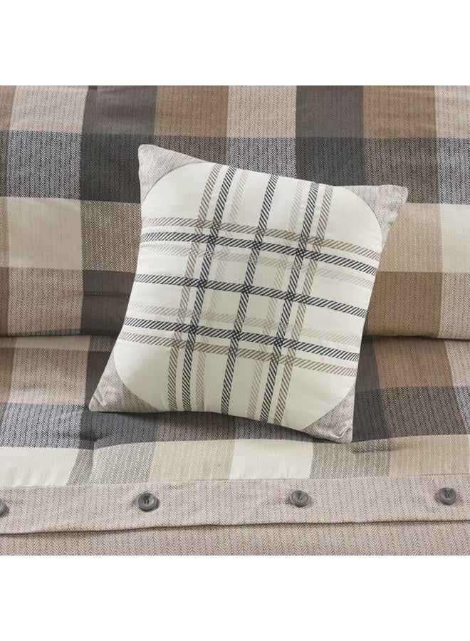 madison park Ridge Comforter Set-Cabin Lodge Plaid Herringbone Design All Season Down Alternative Cozy Bedding with Matching Bedskirt, Shams, Decorative Pillow, 104x92, Netural 7 Piece - Image 4