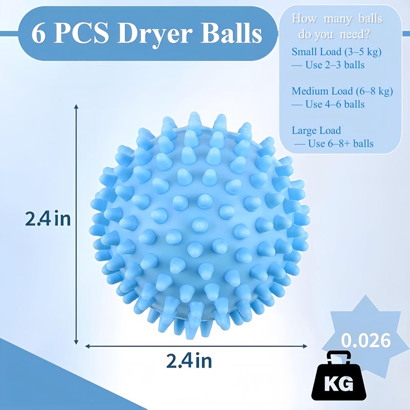 PEASUG 6 Pack Laundry Balls for Dryer, Dryer Balls Laundry Reusable, Dryer Ball Plastic Pellet Packs for Fabric Soften, Reduce Wrinkle and Less Static Cling - Image 2