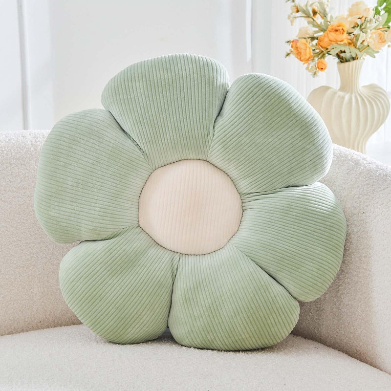 Kcvvcr Sage Green Flower Pillow, 14.9" Cute Flower Shaped Floor Pillow, Aesthetic Floral Plush Daisy Decorative Throw Pillows for Bed Sofa Couch - Image 1