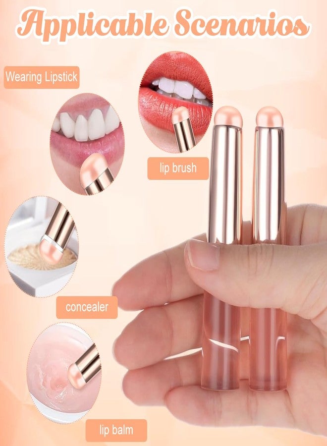 MAYCREATE 4PCS Silicone Lip Applicator Brush for Lipstick Balm Concealer with Dustproof Cap Gloss Tint Mask Pink - Image 3