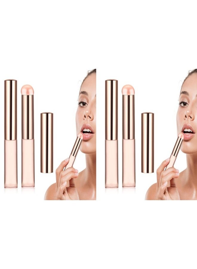 MAYCREATE 4PCS Silicone Lip Applicator Brush for Lipstick Balm Concealer with Dustproof Cap Gloss Tint Mask Pink - Image 1