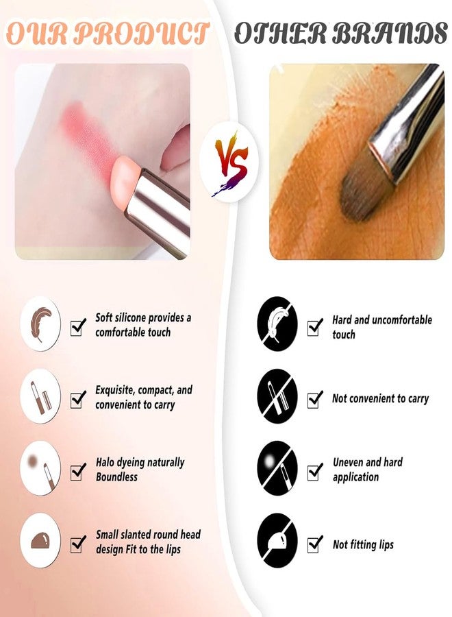 MAYCREATE 4PCS Silicone Lip Applicator Brush for Lipstick Balm Concealer with Dustproof Cap Gloss Tint Mask Pink - Image 5