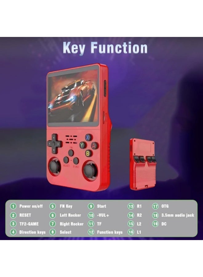 R36S Retro Handheld Video Game Console - 64 GB - Red - Image 2