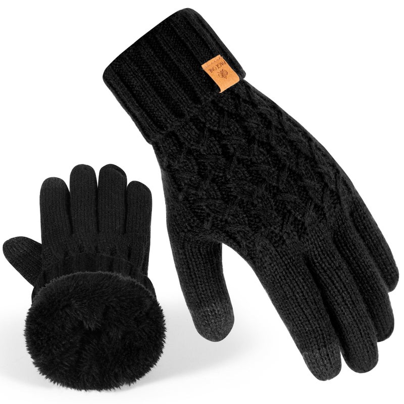 PAGE ONE Winter Gloves for Women Touchscreen Texting Warm Knit Fleece Lined Gloves for Cold weather - Image 1