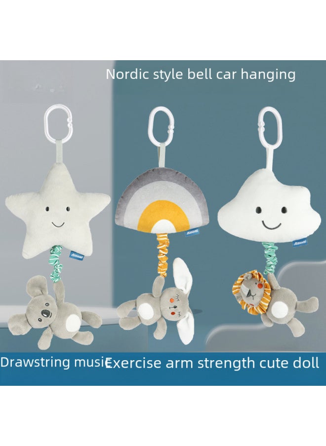 Rocking Bell Toy For Children's Bed - Fun Colorful Plush Toy Soothing Sounds Movement-Color:Cloud + Lion Bell  - Image 2