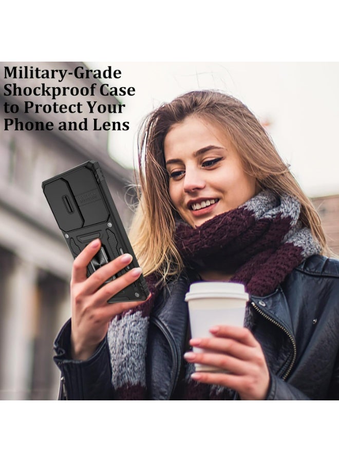HaDoii Compatible for Samsung Galaxy S25 Ultra Case with Slide Camera Cover, 14FT Military Grade Drop Protection, Car Mounted Magnetic Rotate Kickstand,Cover for S25 Ultra, Black - Image 4