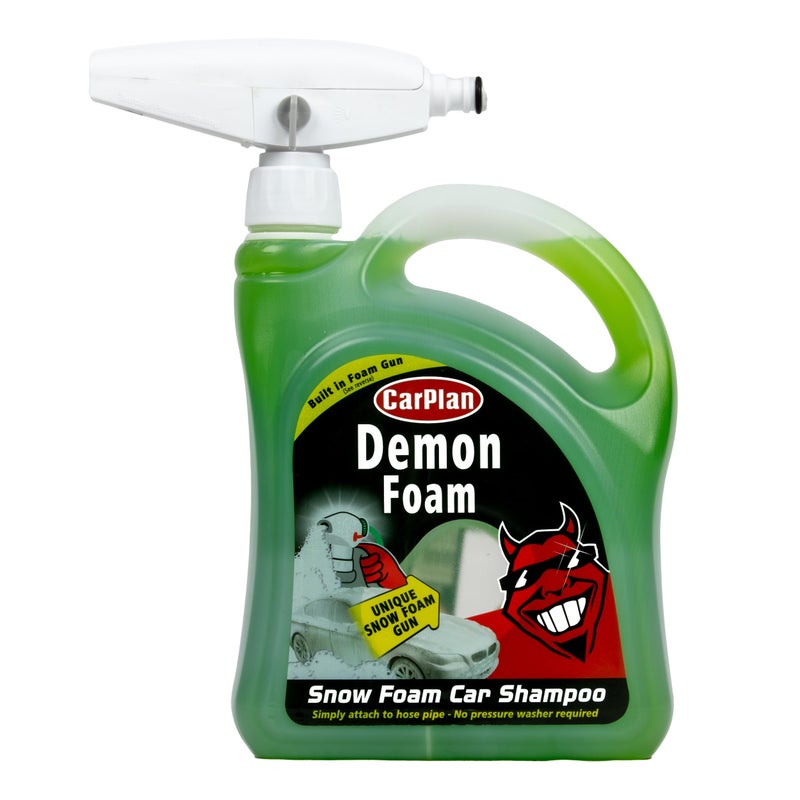 CarPlan CarPlan Demon Snow Foam Car Shampoo with Built in Gun - 2 Litre - Vehicle Wash Cleaner High Detailing Care Attach To Hose Pipe No Pressure Washer Required - Easy to Use - Image 1