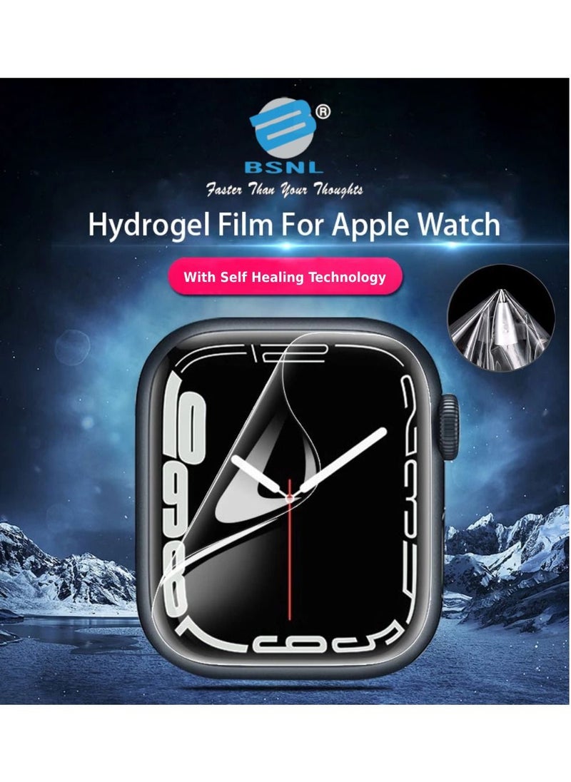 BSNL - 3-Pieces Full Screen Coverage Hydrogel Soft Film Screen Protector for Apple Watch Series 7 45mm - Image 1