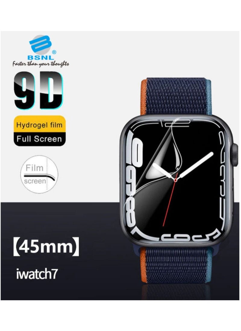 BSNL - 3-Pieces Full Screen Coverage Hydrogel Soft Film Screen Protector for Apple Watch Series 7 45mm - Image 1