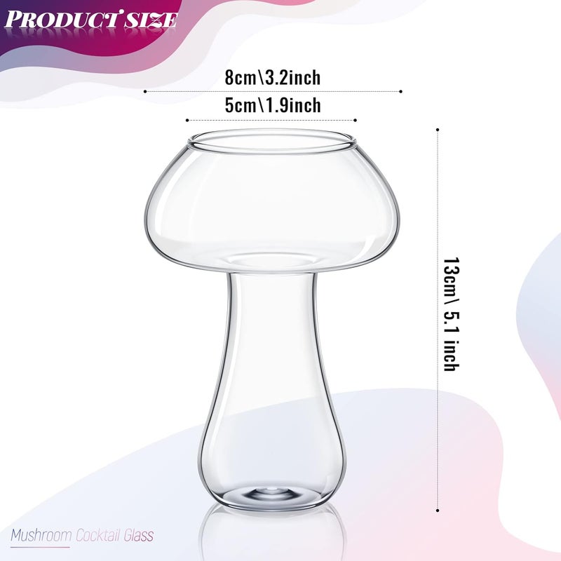 Cunhill 2 Pcs Glass Cup Cocktail Creative Martini Glass Goblet Clear Drink Cup for Juice Beer Wine Champagne Cocktail Home Kitchen Bar PartyMushroom  - Image 2