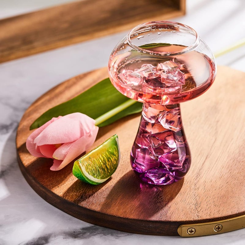 Cunhill 2 Pcs Glass Cup Cocktail Creative Martini Glass Goblet Clear Drink Cup for Juice Beer Wine Champagne Cocktail Home Kitchen Bar PartyMushroom  - Image 5