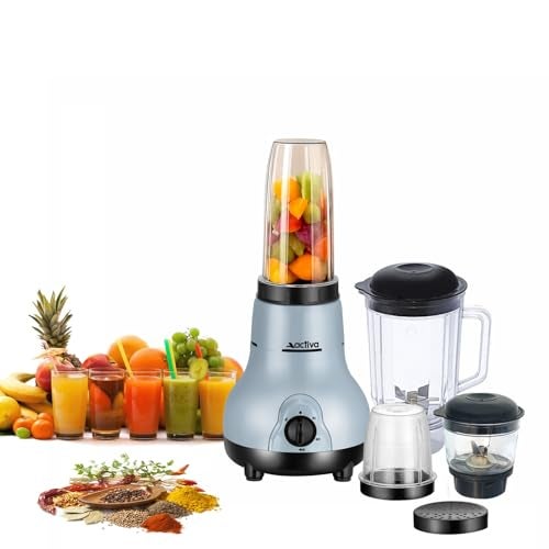 ACTIVA Easy Mix Nutri 4 Jar Mixer Grinder for Smoothies, Chutney & Shakes, Long Lasting Shock Proof Abs Body, Powerful 500 Watt Heavy Duty Motor Grey - Image 1