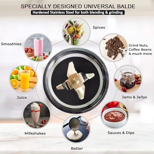 ACTIVA Easy Mix Nutri 4 Jar Mixer Grinder for Smoothies, Chutney & Shakes, Long Lasting Shock Proof Abs Body, Powerful 500 Watt Heavy Duty Motor Grey - Image 3