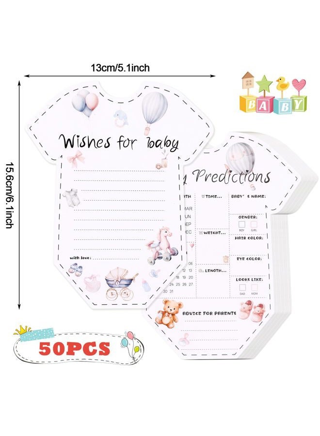 CCINEE 50pcs Baby Shower Prediction Cards, Gender Reveal Games Wishes and Advice Cards Sign for Boys And Girls New Parents Baby Shower Party Favor Activity for Guests - Image 2