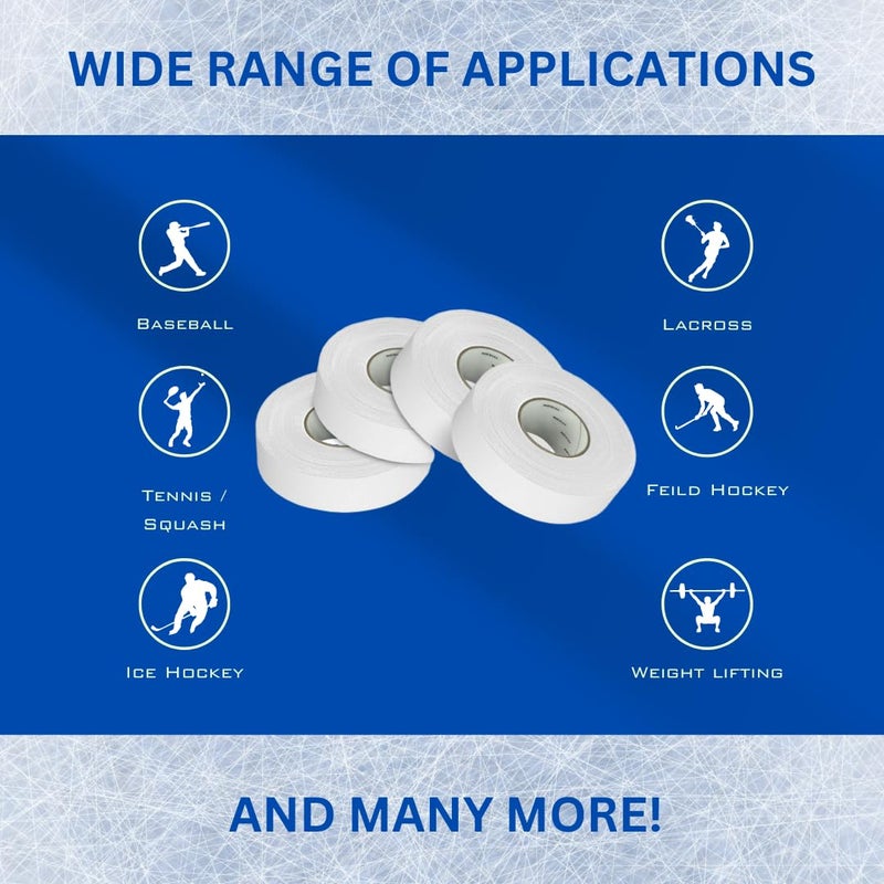 CellyTape Hockey Stick Tape 4-Pack, Strong Adhesive for Ice and Roller Hockey Sticks, Baseball bat Tape, Lacrosse Sports Handle. Easy Tearing pro Tape Made in USA (White) - Image 5