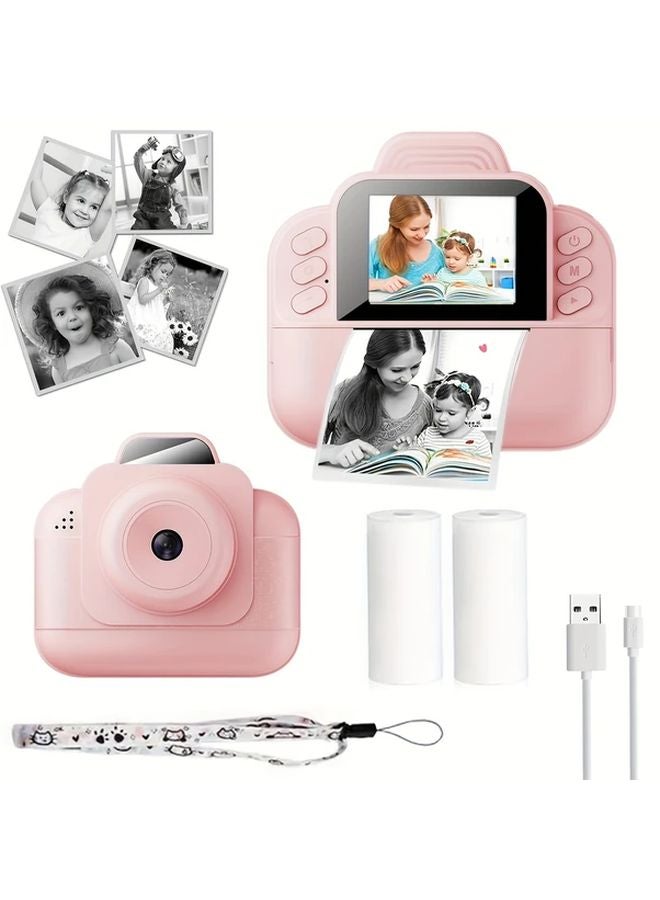 Pink Portable Instant Photo Printer With 720P Camera For Outdoor Learning Holiday Gifts - Image 1