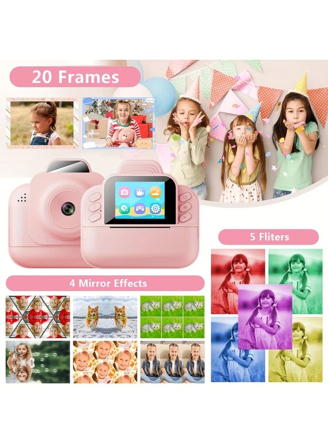Pink Portable Instant Photo Printer With 720P Camera For Outdoor Learning Holiday Gifts - Image 3