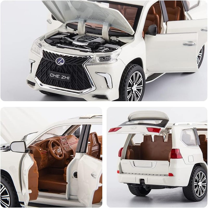 BDTCTK Kids Boy and Girl 1/24 Lexus 570 Off-Road in Luxury SUV Model Car Toy (White) - Image 4