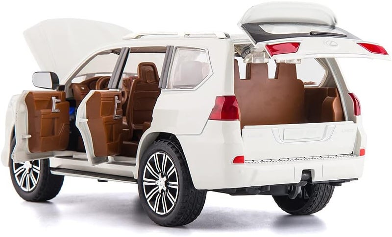 BDTCTK Kids Boy and Girl 1/24 Lexus 570 Off-Road in Luxury SUV Model Car Toy (White) - Image 2