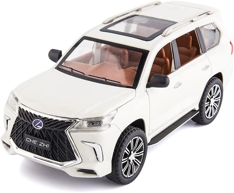 BDTCTK Kids Boy and Girl 1/24 Lexus 570 Off-Road in Luxury SUV Model Car Toy (White) - Image 1