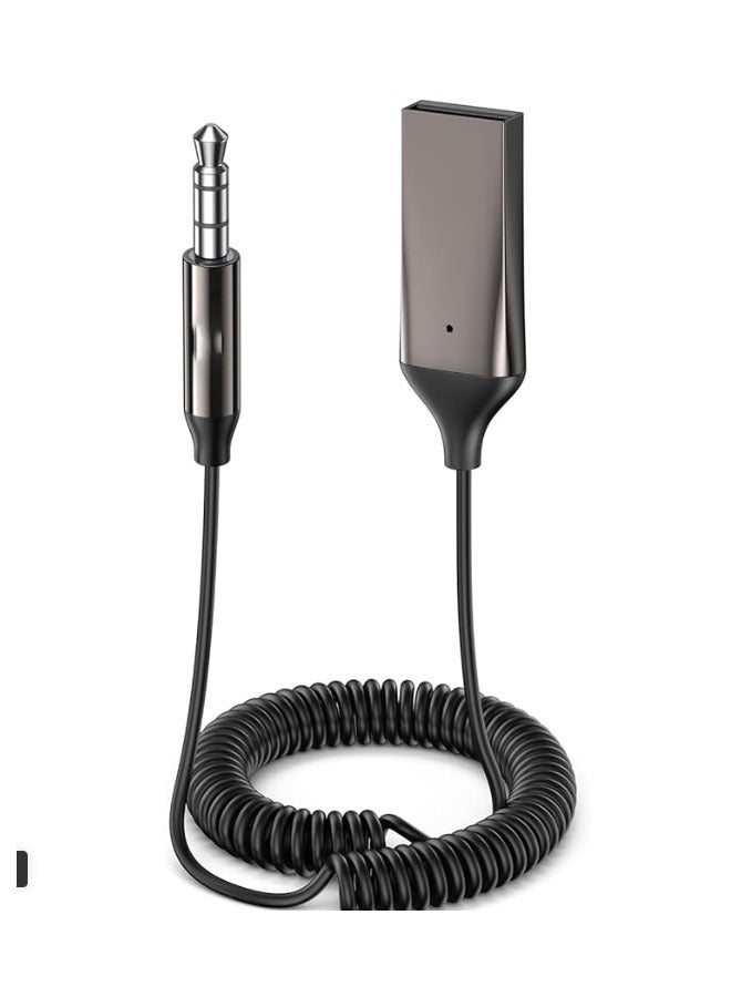 Car Bluetooth Adapter 3.5mm Bluetooth Receiver 5.0 for Car Bluetooth Audio Adapter with Built-in Microphone Input for Hands-Free Calls and Music Fit for Car Speaker and Home Audio  - Image 1