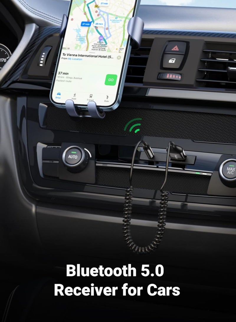 Car Bluetooth Adapter 3.5mm Bluetooth Receiver 5.0 for Car Bluetooth Audio Adapter with Built-in Microphone Input for Hands-Free Calls and Music Fit for Car Speaker and Home Audio  - Image 2