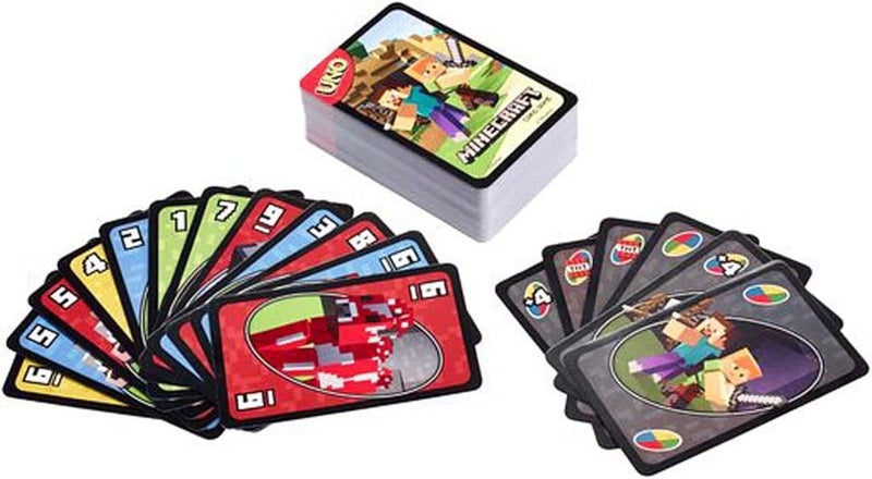 ماتيل جيمز لعبة أونو ماينكرافت بطاقات - مجموعة جامعي بطابع لعبة فيديو تحتوي على 112 بطاقة مع صور شخصيات، هدية للجماهير من سن 7 سنوات فما فوق - Image 3