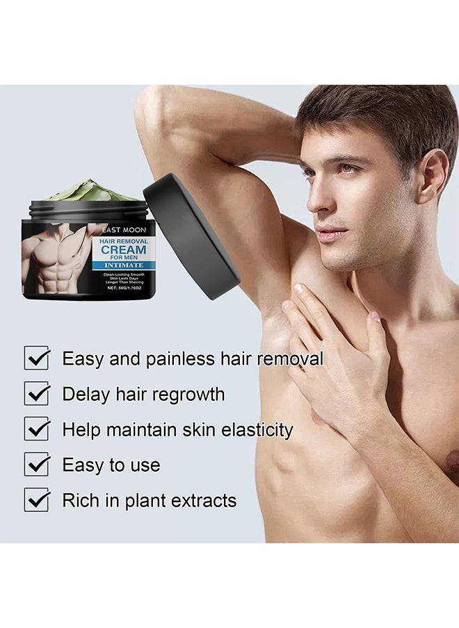 East Moon Hair removal cream for Men, Face and Body Beard Hair Removal Cream, Effective and Painless Depilatory Cream, Use on Chest, Back, Arm, Leg and Underarm 50g  - Image 4