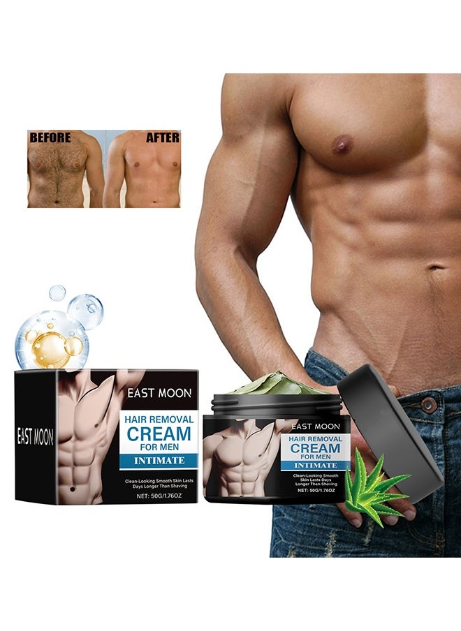 East Moon Hair removal cream for Men, Face and Body Beard Hair Removal Cream, Effective and Painless Depilatory Cream, Use on Chest, Back, Arm, Leg and Underarm 50g  - Image 1