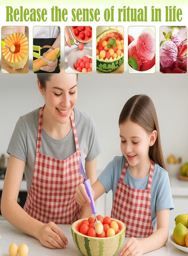 Suuker Melon Baller Scoop Set,4 In 1 fruit cutters shapes, watermelon scooper fruit scooper and baller, fruit carving tools - Image 3