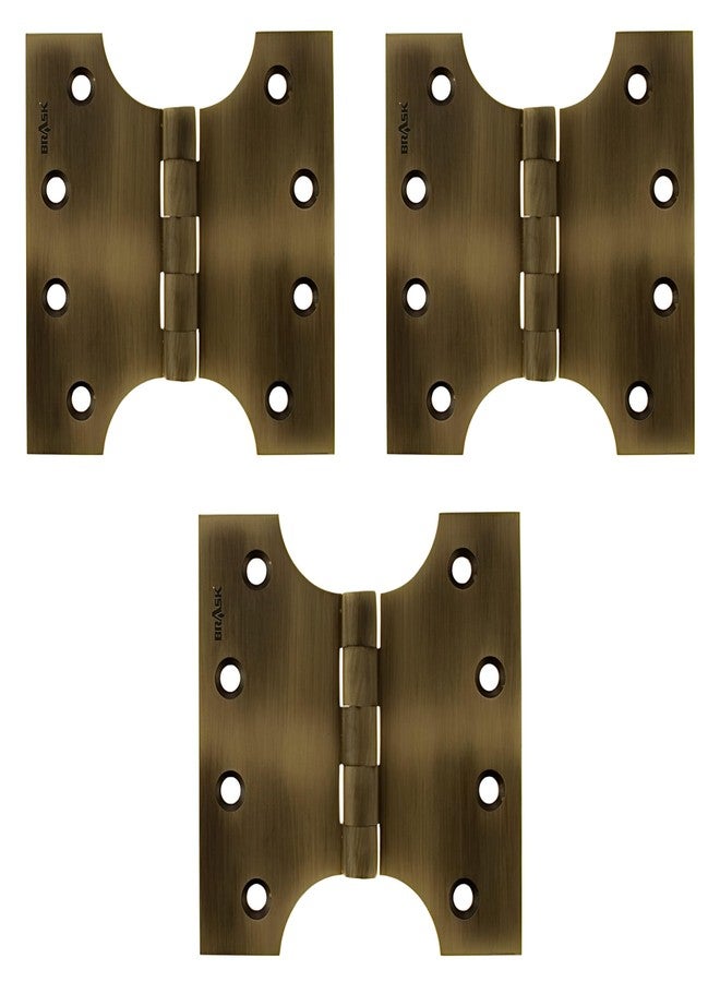 BRASK Brass Heavy Duty Parliament Hinges 3" x 3" Inches | Wide Opening, Extended Hinges with Screws (3, Antique Brass) - Image 1