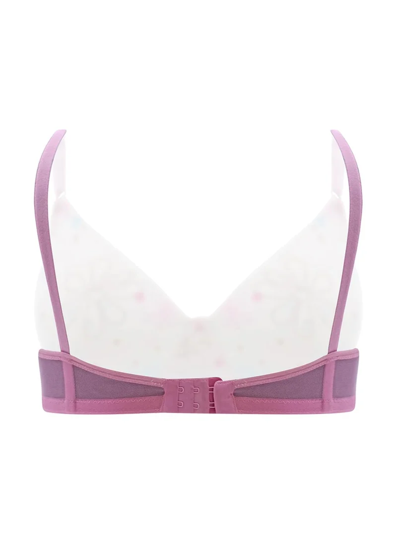 Clovia Clovia Padded Non-Wired Full Coverage Floral Print T-shirt Bra in White