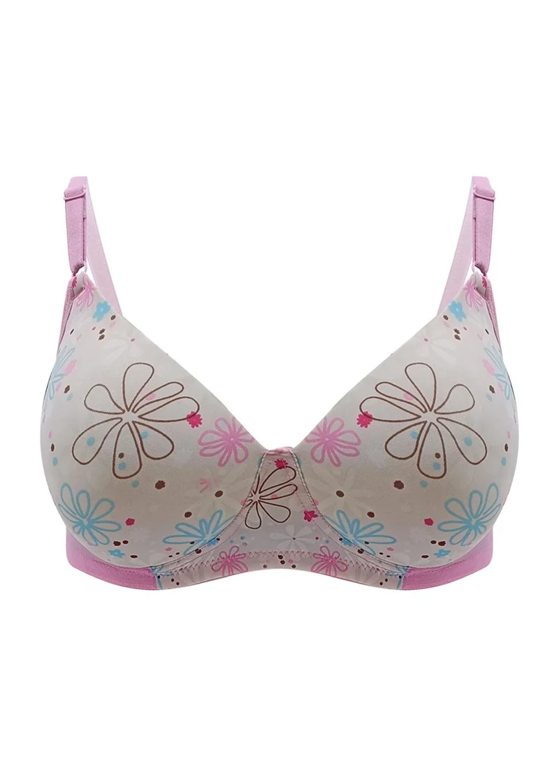 Clovia Clovia Padded Non-Wired Full Coverage Floral Print T-shirt Bra in White