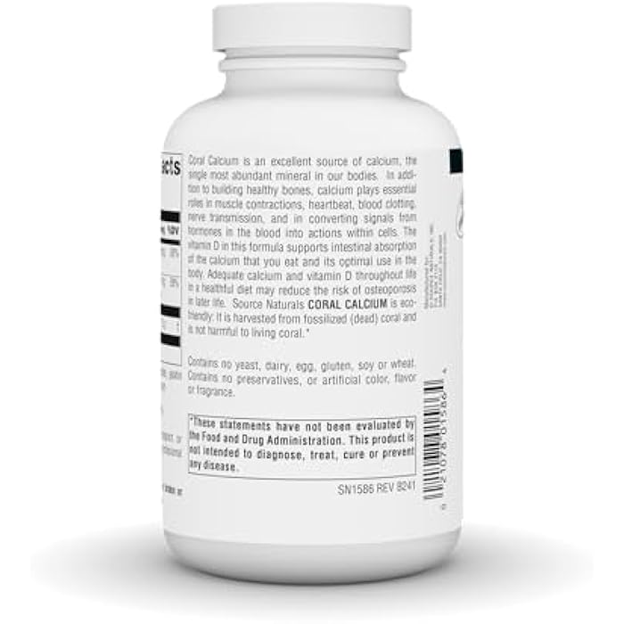 Source Naturals Coral Calcium - 600mg - 240 Capsules - Image 3