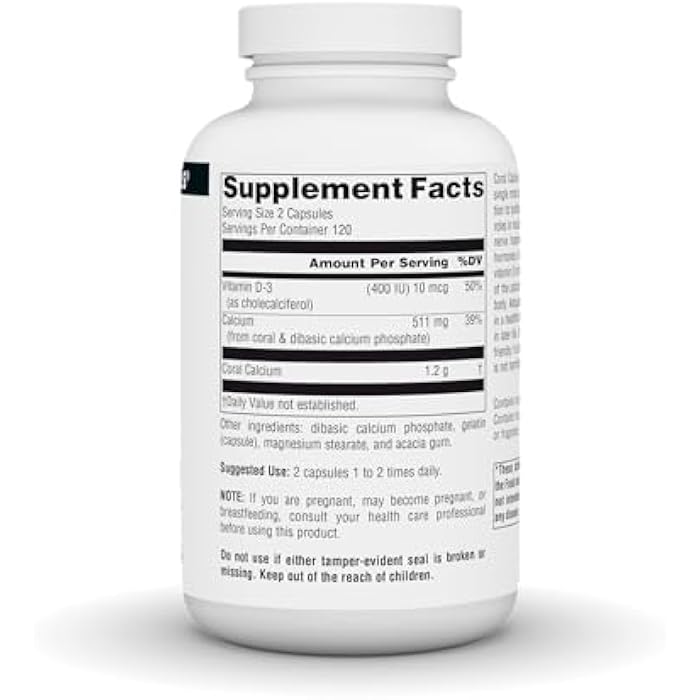 Source Naturals Coral Calcium - 600mg - 240 Capsules - Image 2