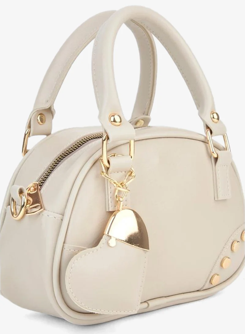 Women's Garnet Vison Heart Charmlike Detailed Adjustable Strap Zipper Closure Hand, Arm and Shoulder Bag.